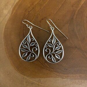 RETIRED James Avery Abounding Vine Dangle Earrings, Sterling Silver